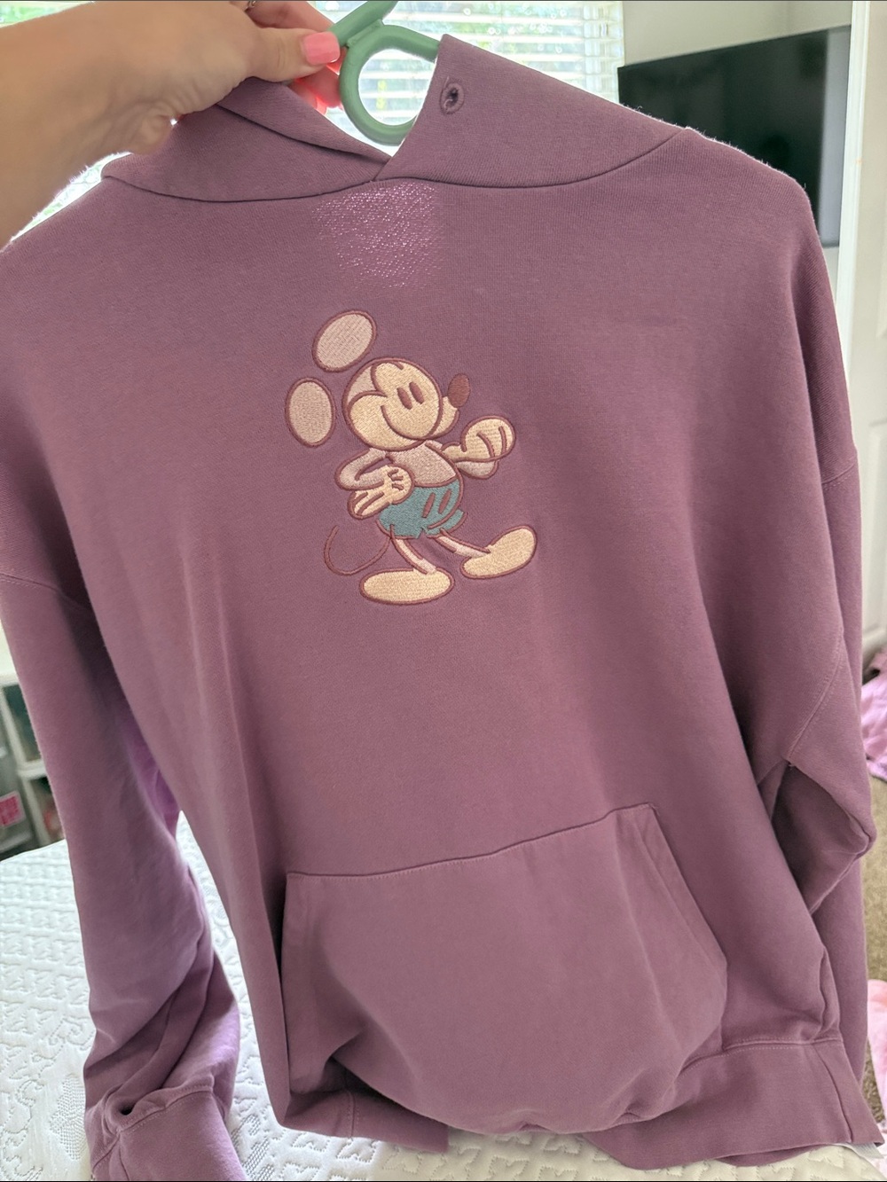 Mickey Mouse Embroidered Mauve Hoodie